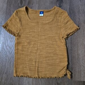 Old Navy Girl's Short Sleeve Textured Knit Side Ruched Top Shirt Size 8‎ Medium
